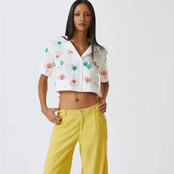 Anthropologie Maeve Embroidered Button down blouse Plus size 3X - Picture 2 of 9